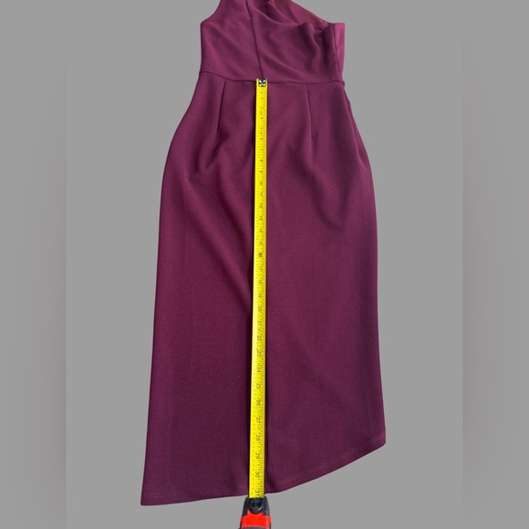 Lulu's One-Shoulder Wine elegant Midi Dress - Picture 11 of 13